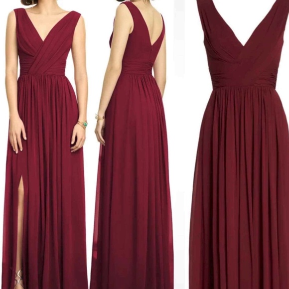 NEW Dessy Collection Surplice Ruched Chiffon Gown Size 10 - Picture 3 of 5